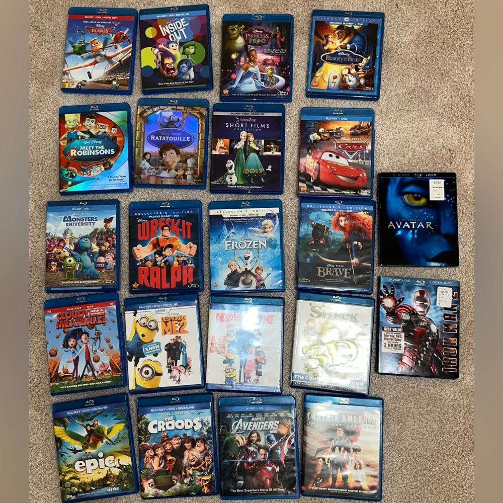 Bundle of Disney Pixar Blu-ray DVD Movies Collection Lot of 22